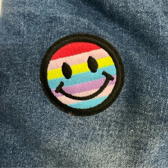 Jordache Jean Retro Hippie 60’s Distressed Dark Wash Embroidered Patches Girl 2T - Picture 5 of 16